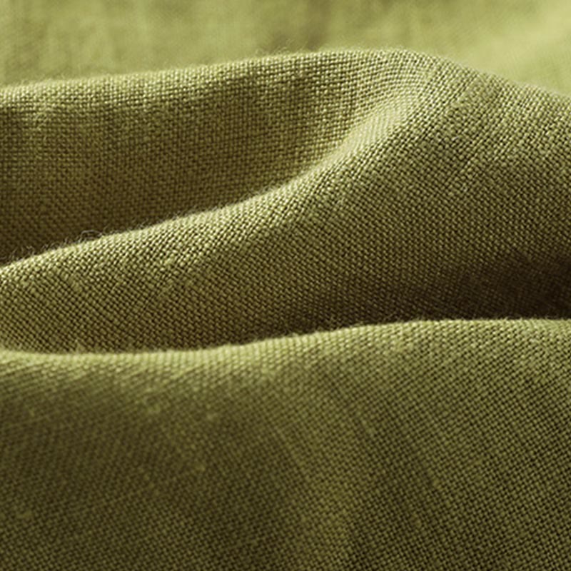 Buddha Stones Spring Dark Khaki Stand Collar Half Buttons Design Women's Long Sleeve Shirt - image 11