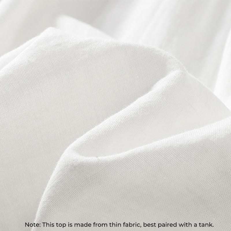 Buddha Stones White Ruffled Collar Long Sleeve Women's Cotton Shirt - image 10