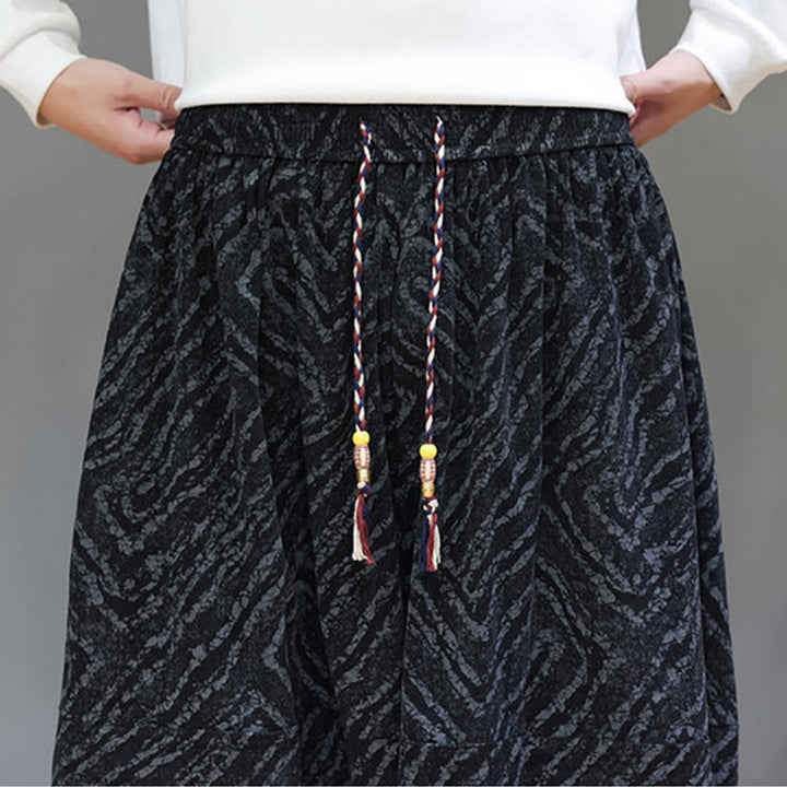 Buddha Stones Fall Texture Drawstring Design Corduroy Cotton Linen Men's Harem Pants With Pockets - image 19