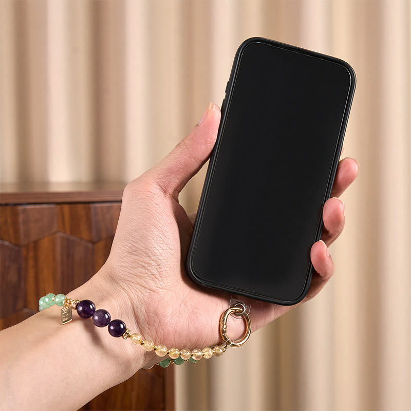 Buddha Stones Green Strawberry Quartz Citrine Queen Charm Calm Key Chain Phone Hanging Decoration - image 4