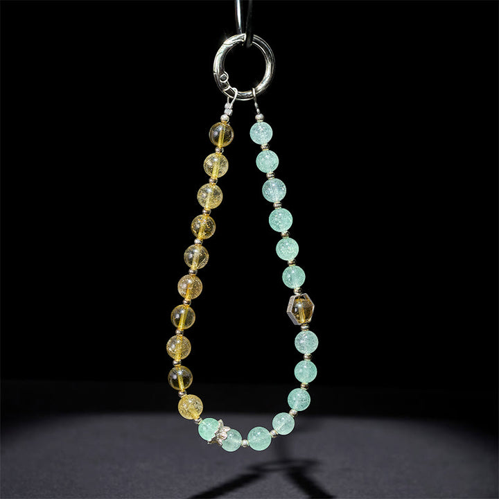 Buddha Stones Green Strawberry Quartz Citrine Beaded Soothing Key Chain Phone Hanging Decoration - image 3