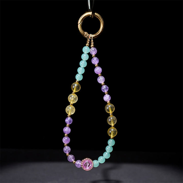 Buddha Stones Amethyst Green Aventurine Spiritual Awareness Key Chain Phone Hanging Decoration - image 3
