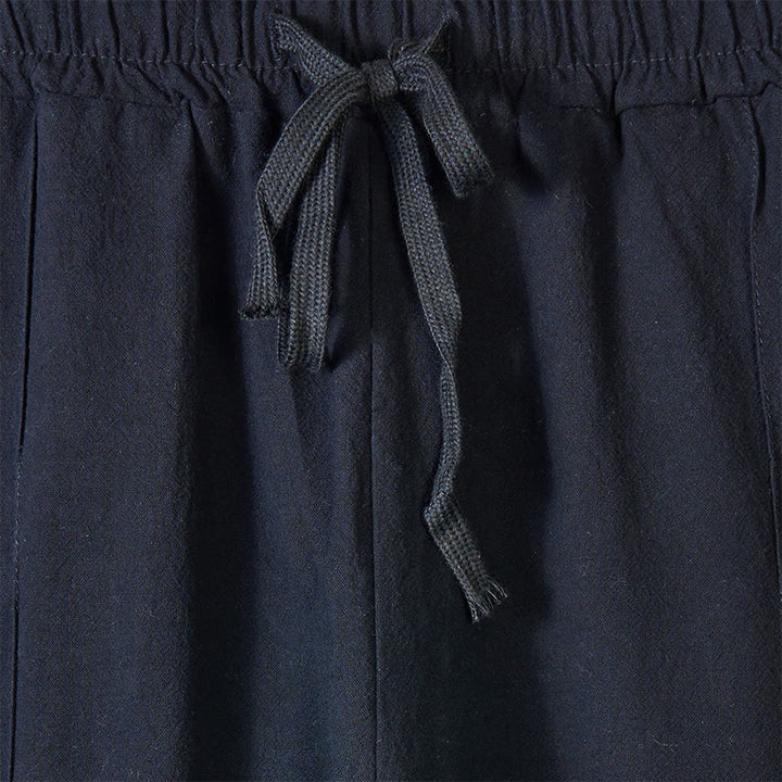 Buddha Stones Solid Color Side Buttons Men's Cotton Pants With Pockets - image 5