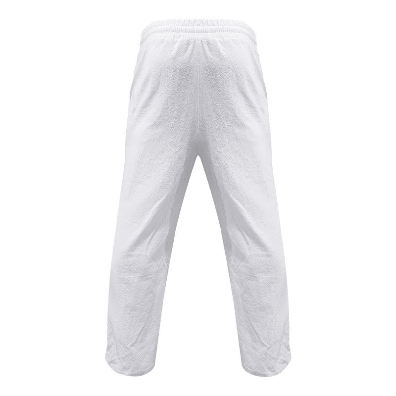 Buddha Stones Casual Plain Color Buttons Men's Cotton Pants With Pockets - image 1