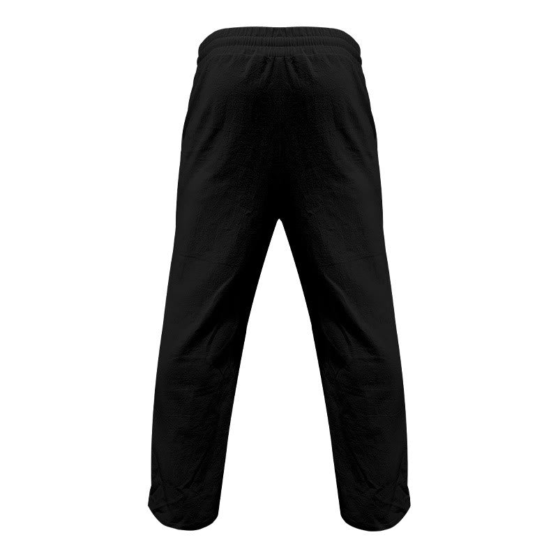 Buddha Stones Casual Plain Color Buttons Men's Cotton Pants With Pockets - image 6