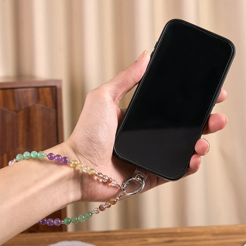 Buddha Stones Fu Character Charm Super Seven Crystal Growth Key Chain Phone Hanging Decoration - image 4