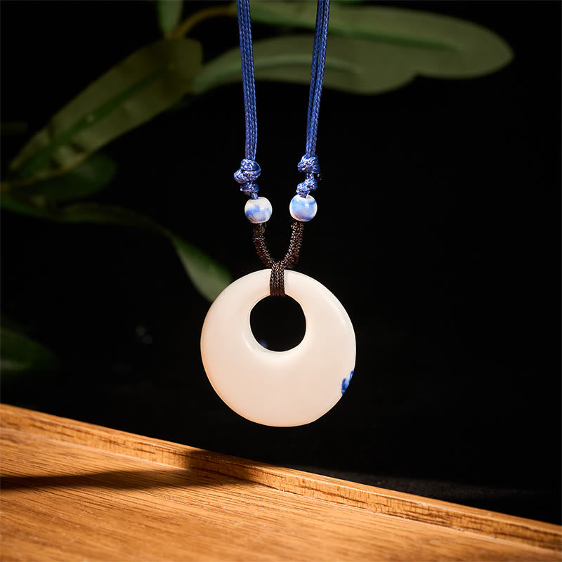 Buddha Stones Ethnic Peony Peach Blossoms Lotus Symbol Ceramics Necklace Enlightenment Pendant - image 7