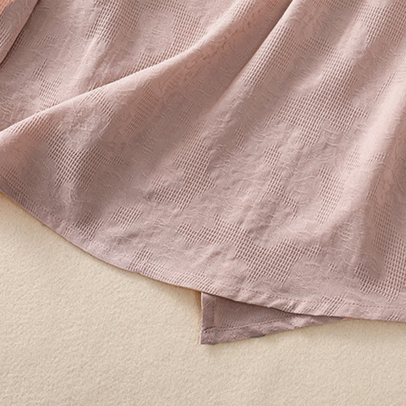 Buddha Stones Jacquard Irregular Hem Pleated Design Women's Cotton Long Sleeve Shirt - image 23