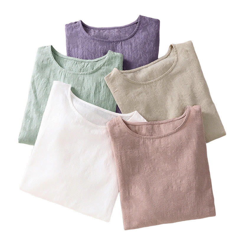 Buddha Stones Jacquard Irregular Hem Pleated Design Women's Cotton Long Sleeve Shirt - image 43