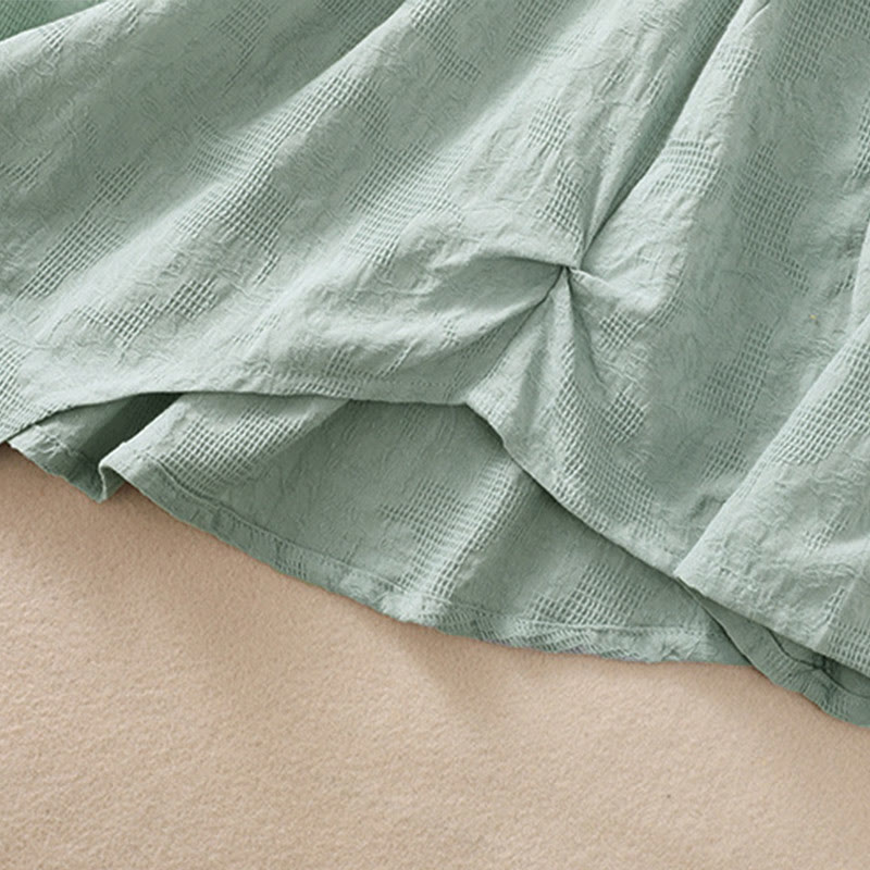 Buddha Stones Jacquard Irregular Hem Pleated Design Women's Cotton Long Sleeve Shirt - image 37