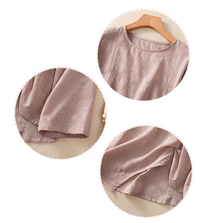 Buddha Stones Jacquard Irregular Hem Pleated Design Women's Cotton Long Sleeve Shirt - image 24