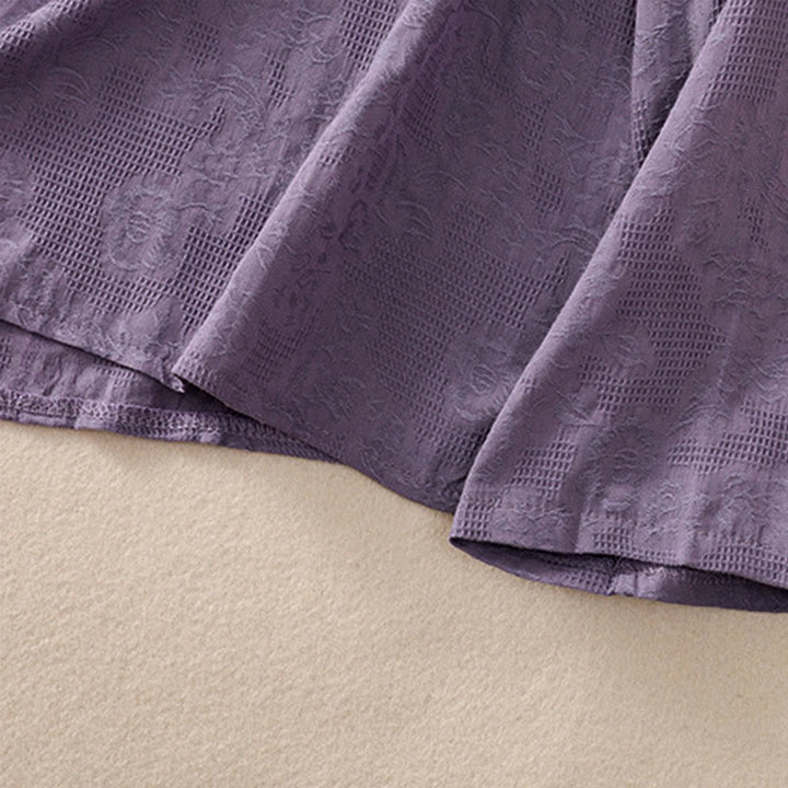 Buddha Stones Fall Embroidery Asymmetrical Design Frog-Button Women's Cotton Long Sleeve Shirt - image 37