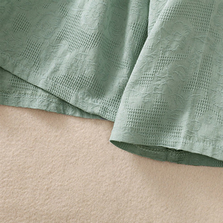 Buddha Stones Fall Embroidery Asymmetrical Design Frog-Button Women's Cotton Long Sleeve Shirt - image 6