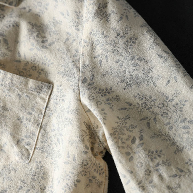 Buddha Stones Fall Floral Print Design Buttons Women's Cotton Long Sleeve Shirt - image 6