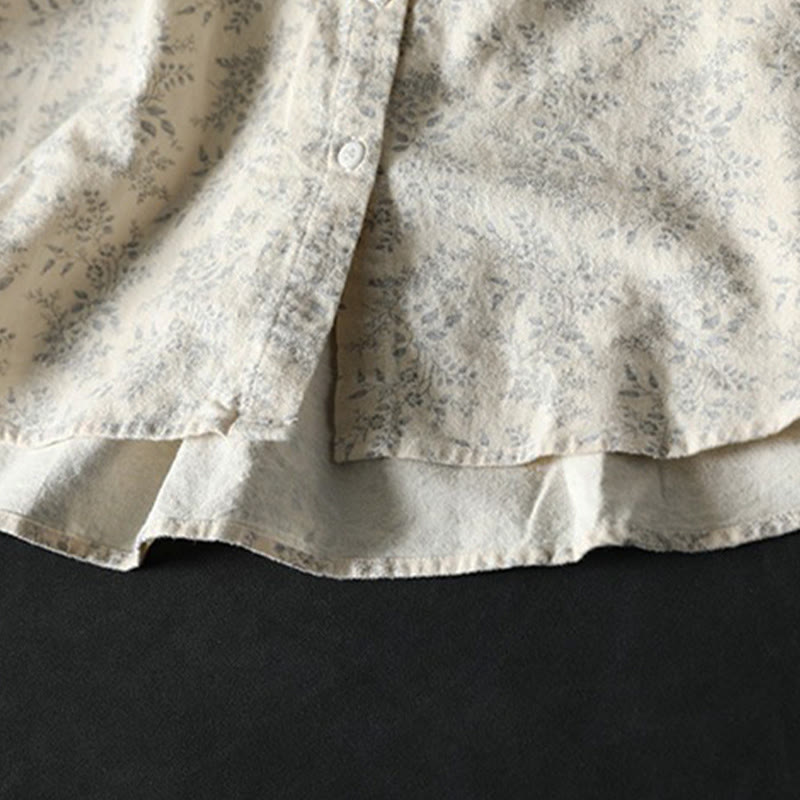 Buddha Stones Fall Floral Print Design Buttons Women's Cotton Long Sleeve Shirt - image 7