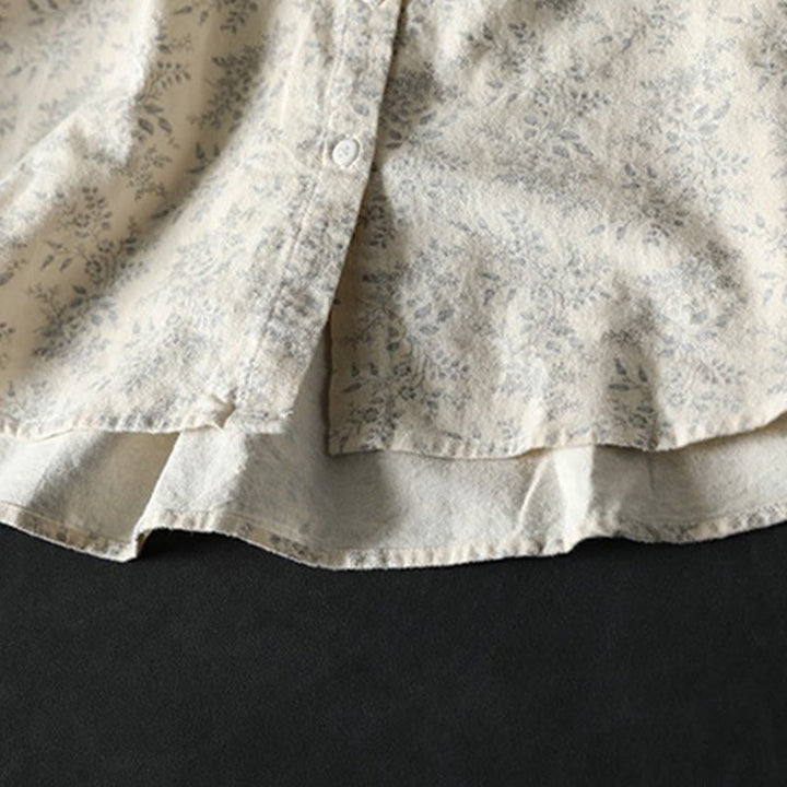 Buddha Stones Fall Floral Print Design Buttons Women's Cotton Long Sleeve Shirt - image 7