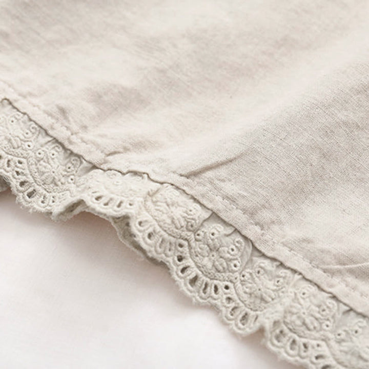 Buddha Stones Fall Beige Floral Grass Embroidery Buttons Women's Cotton Long Sleeve Shirt - image 7