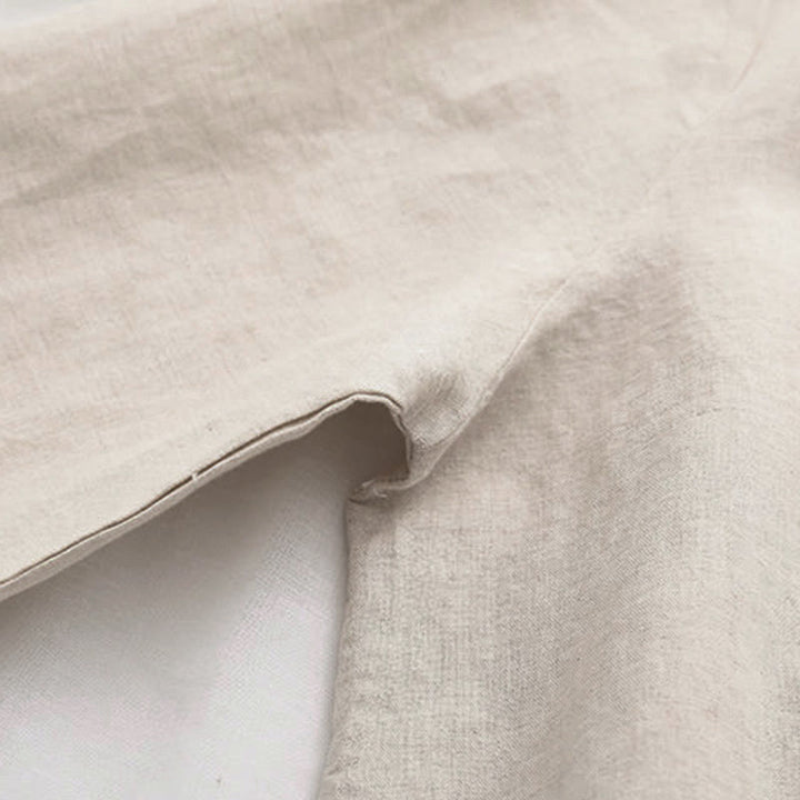 Buddha Stones Fall Beige Floral Grass Embroidery Buttons Women's Cotton Long Sleeve Shirt - image 5