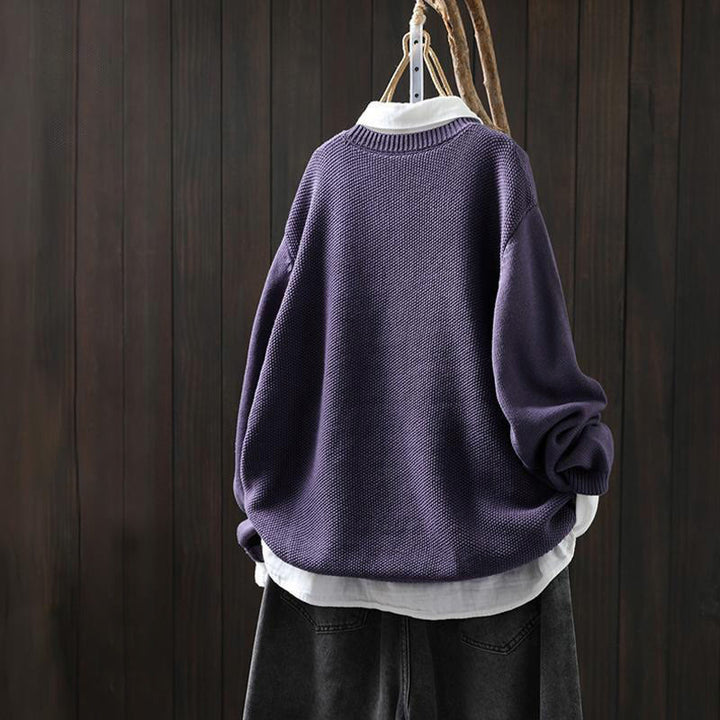 Buddha Stones Floral Embroidery Buttons Cotton Women's Long Sleeve Knitted Cardigan Sweater - image 5