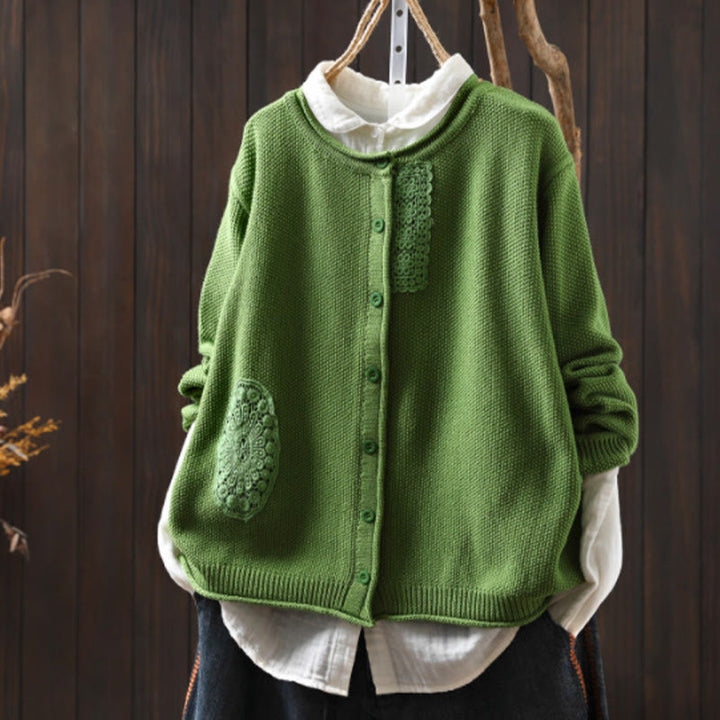 Buddha Stones Fall Floral Buttons Cotton Women's Long Sleeve Knitted Cardigan Sweater - SpringGreen - US4-6，UK/AU8-10，EU36-38 (F) - image 22