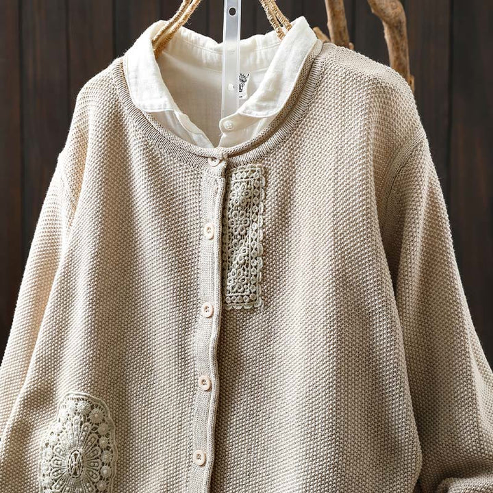 Buddha Stones Fall Floral Buttons Cotton Women's Long Sleeve Knitted Cardigan Sweater - image 20