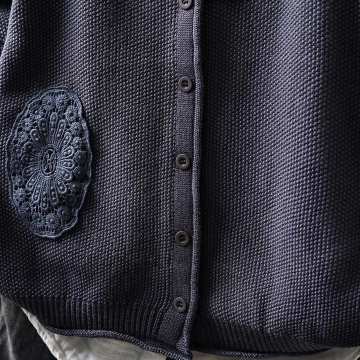 Buddha Stones Fall Floral Buttons Cotton Women's Long Sleeve Knitted Cardigan Sweater - image 27
