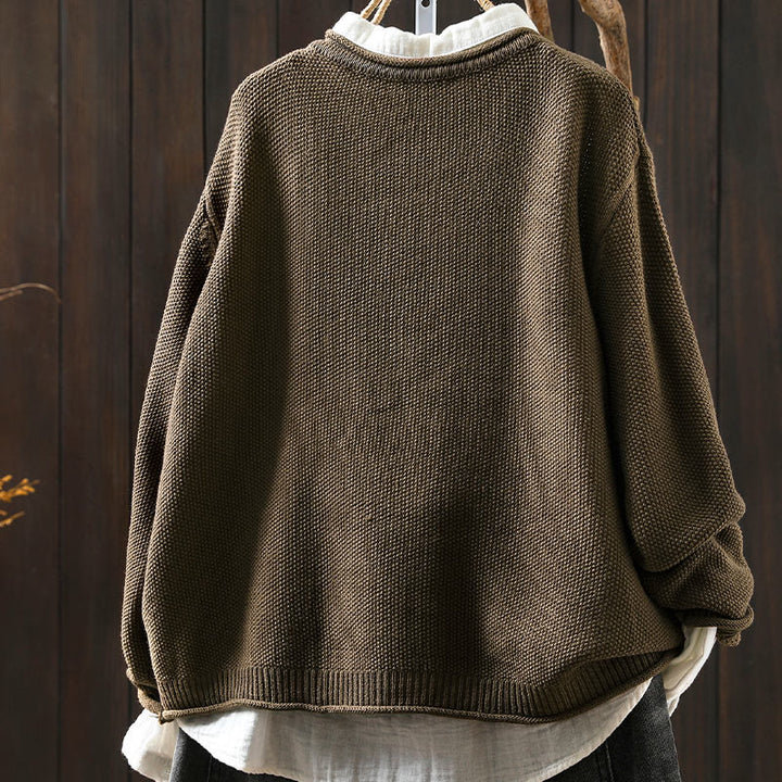 Buddha Stones Fall Floral Buttons Cotton Women's Long Sleeve Knitted Cardigan Sweater - image 4