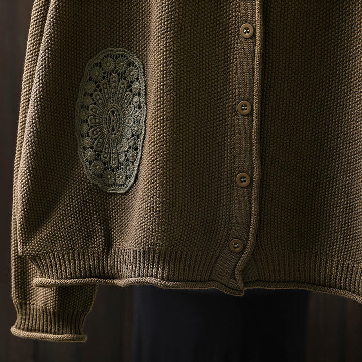 Buddha Stones Fall Floral Buttons Cotton Women's Long Sleeve Knitted Cardigan Sweater - image 10