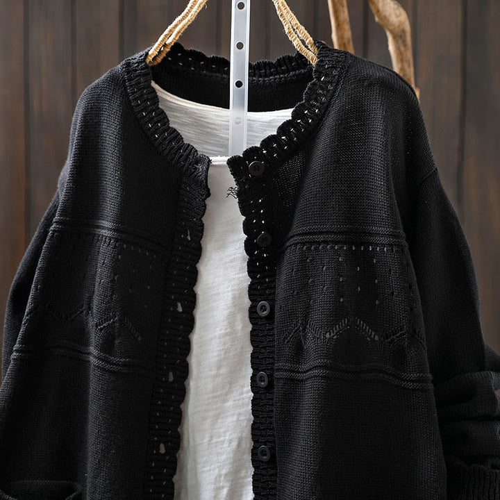 Buddha Stones Fall Lace Buttons Cotton Women's Long Sleeve Knitted Cardigan Sweater With Pockets - image 24