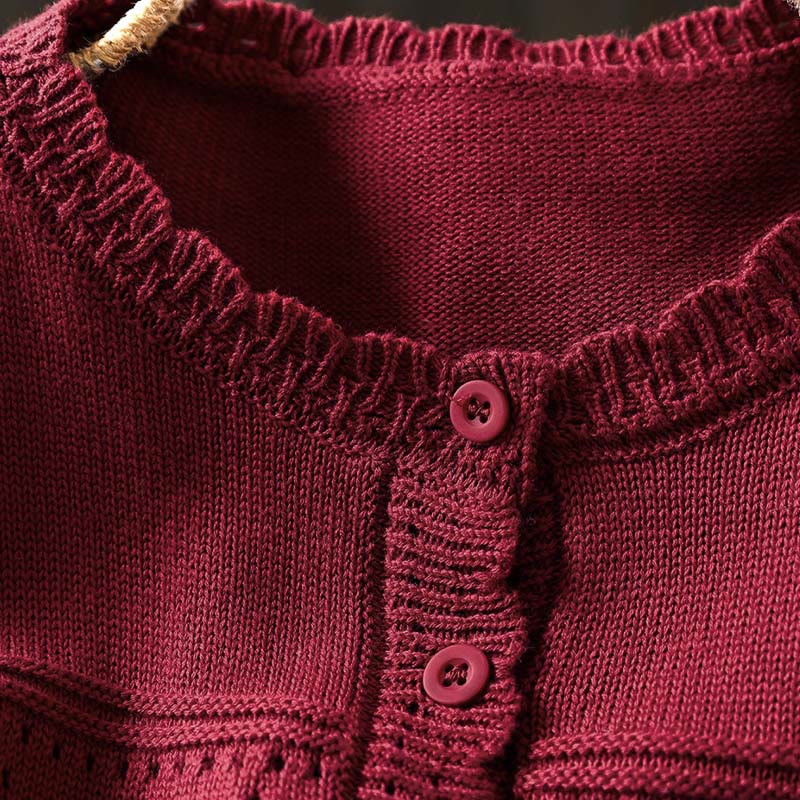 Buddha Stones Fall Lace Buttons Cotton Women's Long Sleeve Knitted Cardigan Sweater With Pockets - image 5
