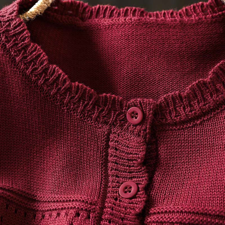 Buddha Stones Fall Lace Buttons Cotton Women's Long Sleeve Knitted Cardigan Sweater With Pockets - image 5