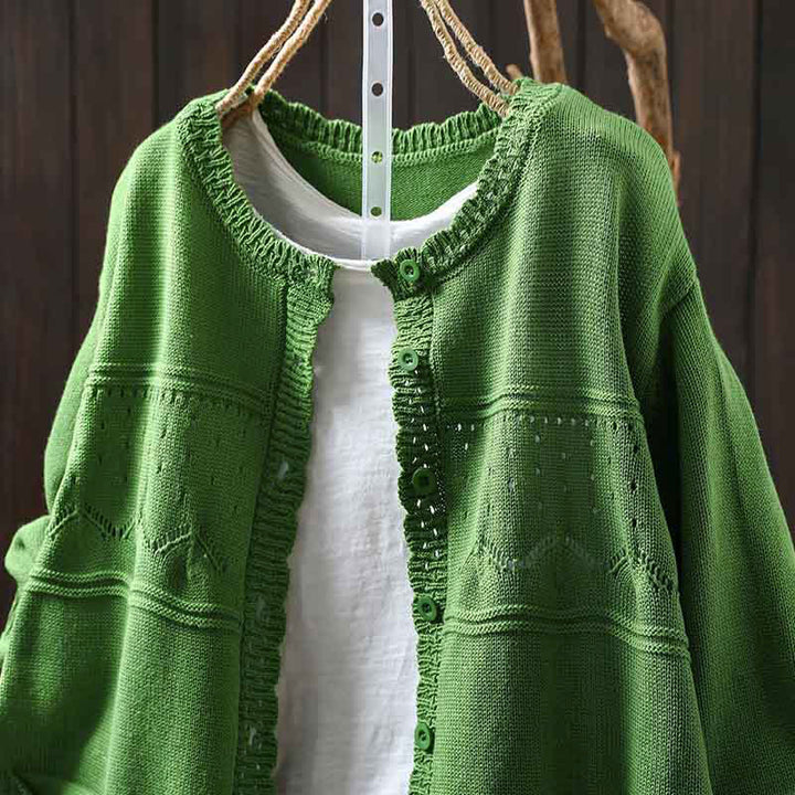Buddha Stones Fall Lace Buttons Cotton Women's Long Sleeve Knitted Cardigan Sweater With Pockets - image 25