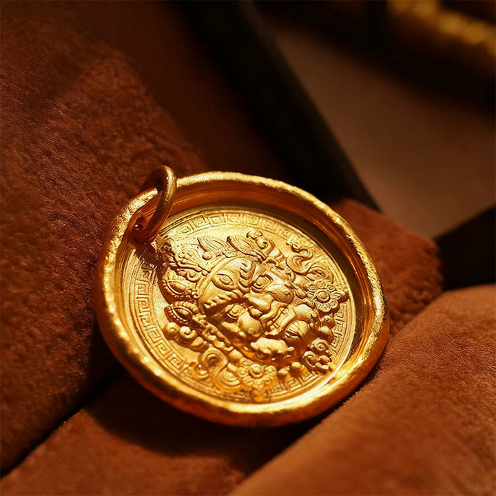 Buddha Stones Yellow Jambhala Copper Wealth Prosperity Chain Pendant Necklace - image 4