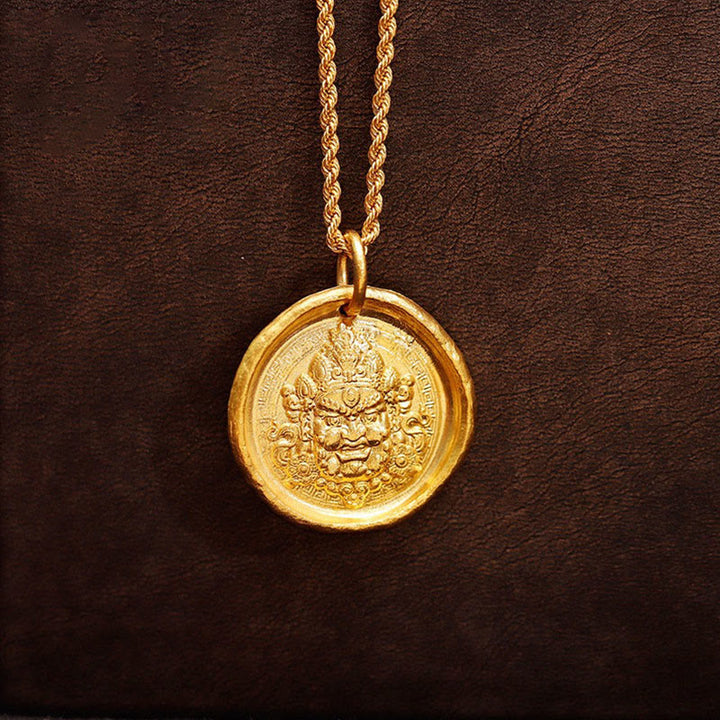 Buddha Stones 24k Gold Plated Brass Yellow Jambhala Prosperity Protection Chain Pendant Necklace - image 2