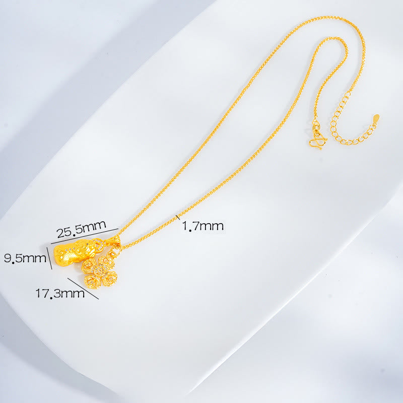 Buddha Stones 24k Gold Plated Brass Pixiu Cross Dorje Vajra Wealth Chain Pendant Necklace - Pixiu&Vajra - image 1