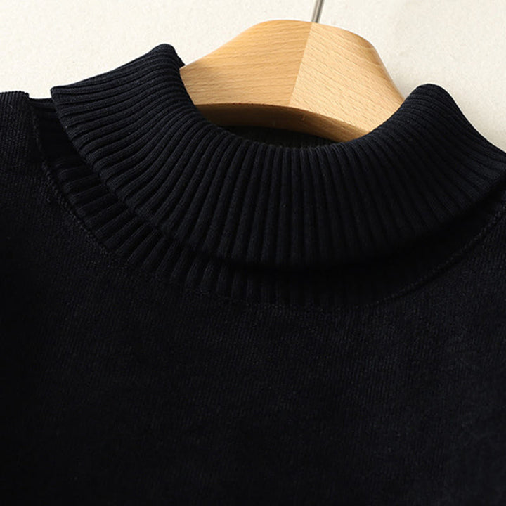 Buddha Stones Winter High Neck Warm Cotton Women's Long Sleeve Midi Dress With Pockets - image 22