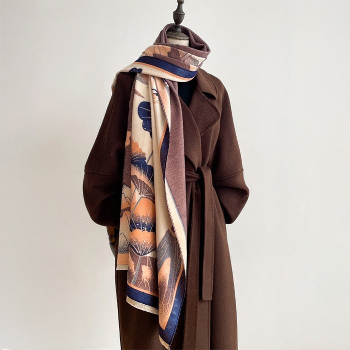 Buddha Stones Winter Mountain Lotus Flowers Leaves Pattern Soft Scarf Shawl - image 15