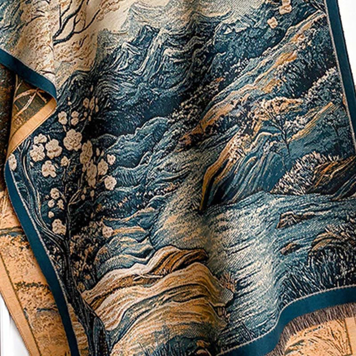 Buddha Stones Winter Gradient Color Warm Hills Trees Pattern Cozy Scarf Shawl - image 4