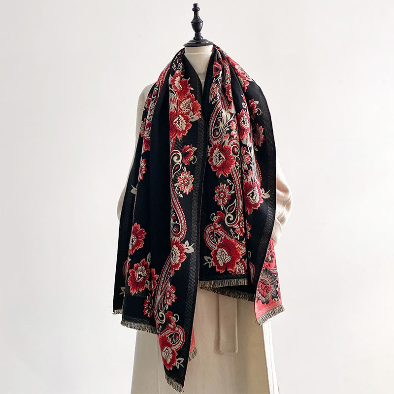 Buddha Stones Fall Cashew Flower Vines Pattern Warm Cozy Scarf Shawl - image 3