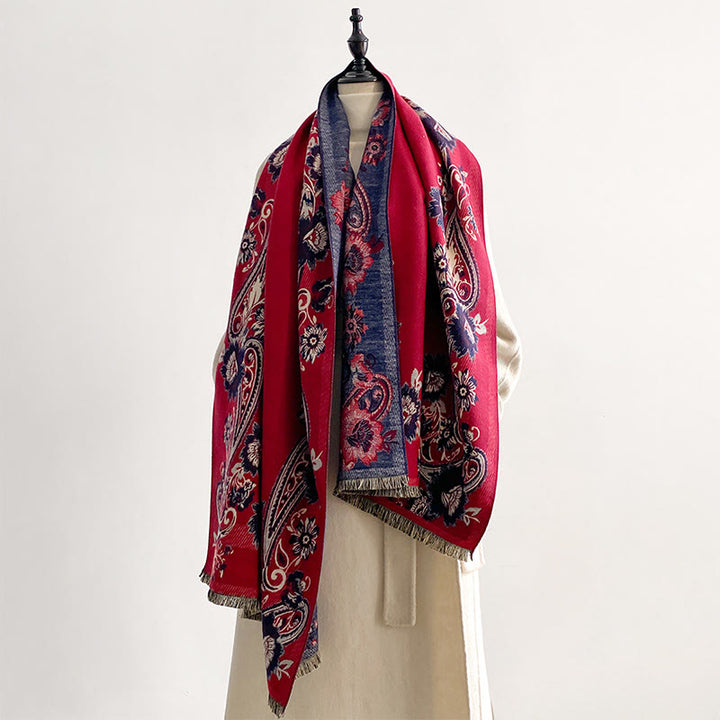 Buddha Stones Fall Cashew Flower Vines Pattern Warm Cozy Scarf Shawl - image 6