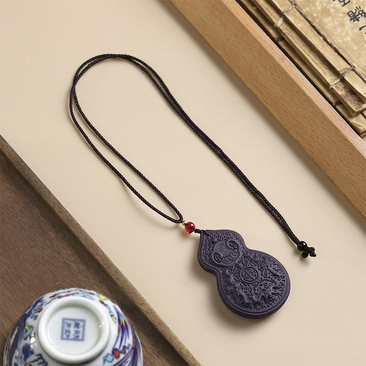 Buddha Stones Fox Mask Butterfly Taotie Peace Buckle Fortune Necklace Pendant - Gourd - image 13
