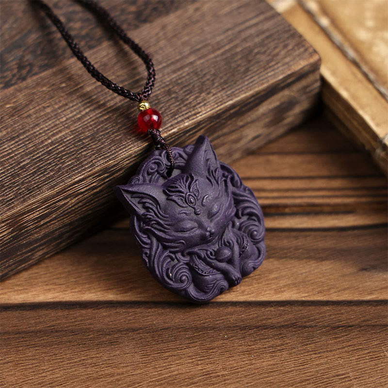 Buddha Stones Fox Mask Butterfly Taotie Peace Buckle Fortune Necklace Pendant - Fox Bell - image 11