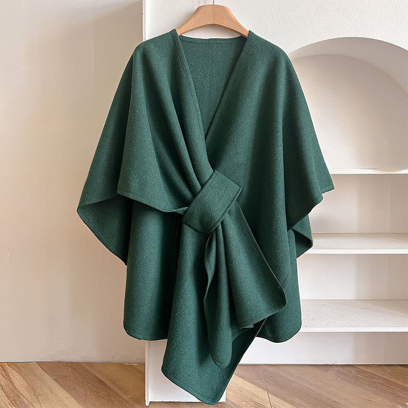 Buddha Stones Winter Solid Color Warm Cozy Split Scarf Shawl - Teal - 160*110cm - image 7