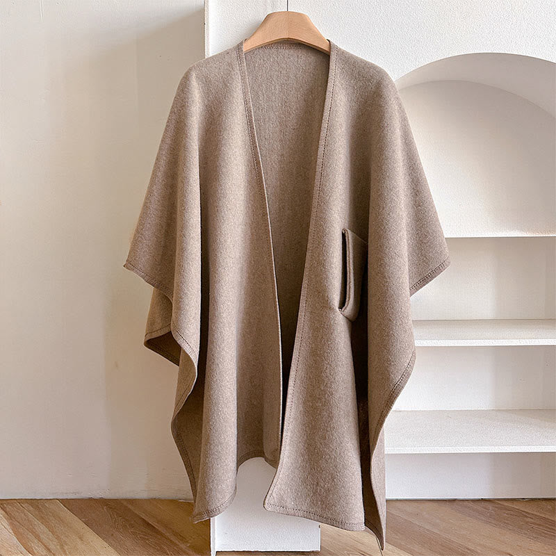 Buddha Stones Winter Solid Color Warm Cozy Split Scarf Shawl - Tan - 160*110cm - image 1