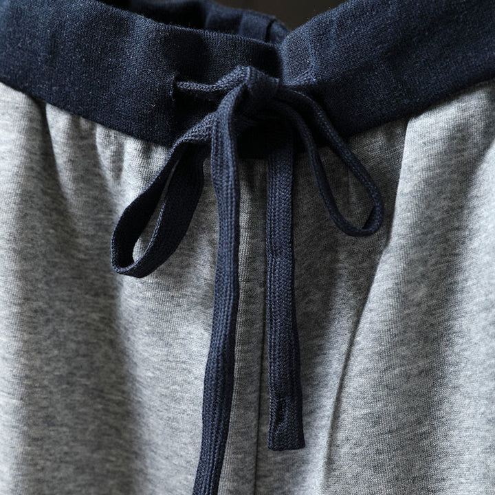 Buddha Stones Fall Solid Color-Blocked Women's Cotton Pants With Pockets - image 7