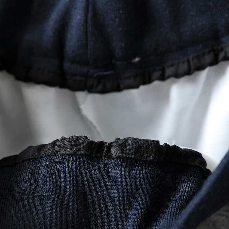 Buddha Stones Fall Solid Color-Blocked Women's Cotton Pants With Pockets - image 10