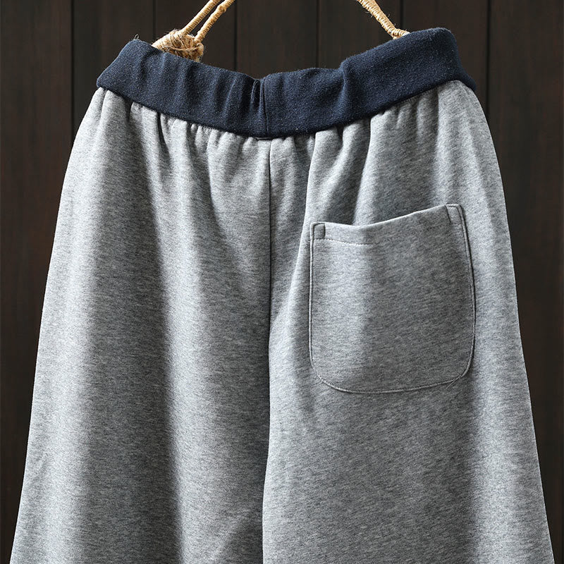 Buddha Stones Fall Solid Color-Blocked Women's Cotton Pants With Pockets - image 5