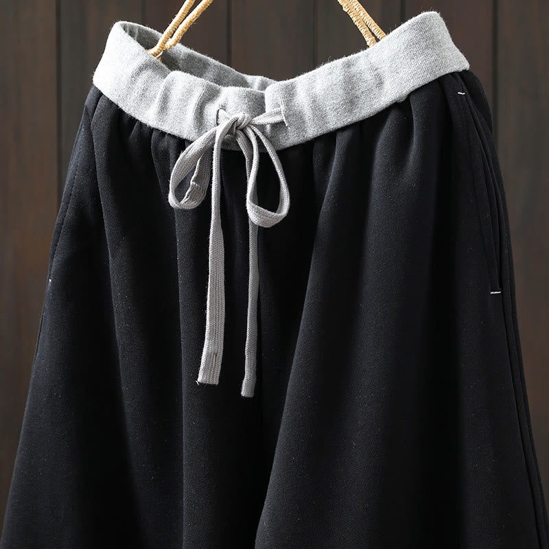 Buddha Stones Fall Solid Color-Blocked Women's Cotton Pants With Pockets - image 15