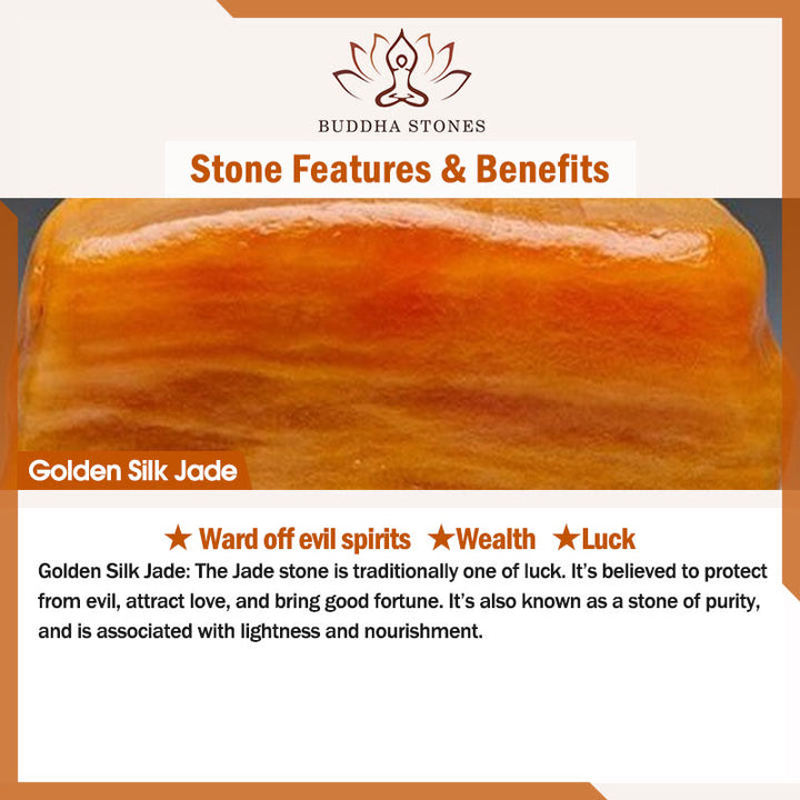 Buddha Stones Peace Buckle Golden Silk Jade Ward Off Evil Spirits Bracelet - image 4