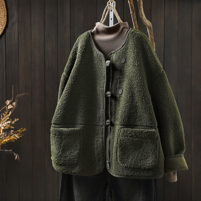 Buddha Stones Winter Zipper Buttons Long Sleeve Thermal Warm Cotton Women's Jacket With Pockets - Green - US4-6，UK/AU8-10，EU36-38 (F) - image 19